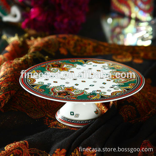8 Inches Luxury New Bone China Antique Cake Stand of Paisley